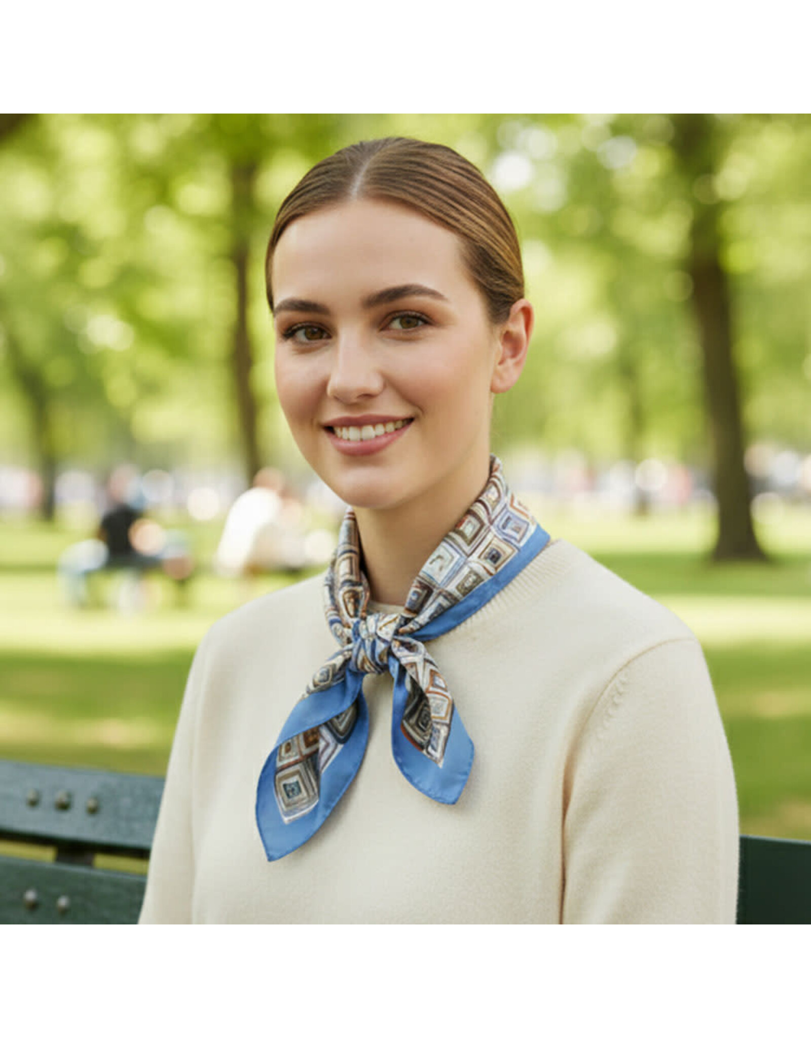 SENSIBLING GEOMETRIC SILKY BANDANA SCARF