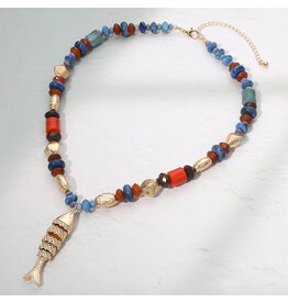 SENSIBLING FISH ACCENT PEBBLE NECKLACE