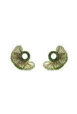 LAVISH RUFFLED FIN EARRINGS GREEN