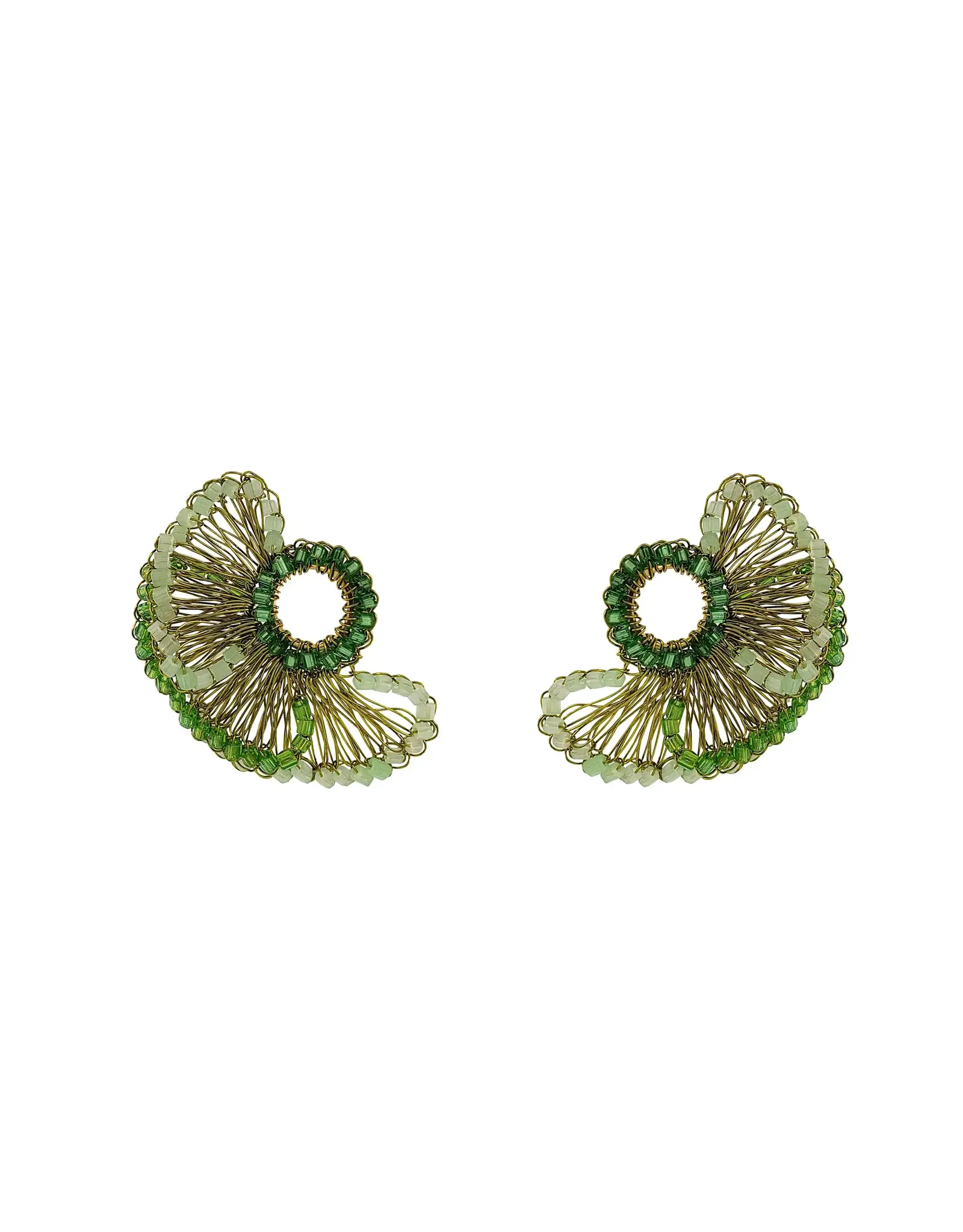 LAVISH RUFFLED FIN EARRINGS GREEN