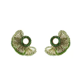 LAVISH RUFFLED FIN EARRINGS GREEN