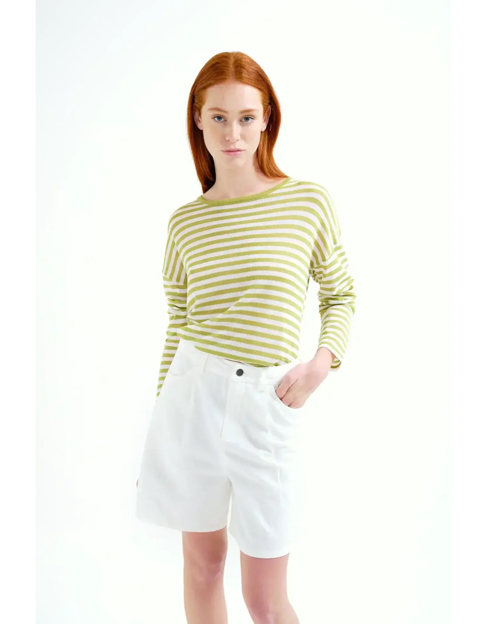 LSLV KNIT STRIPED TOP