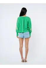 EMBROIDERED LSLV PALM BLOUSE