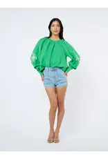 EMBROIDERED LSLV PALM BLOUSE