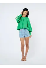 EMBROIDERED LSLV PALM BLOUSE