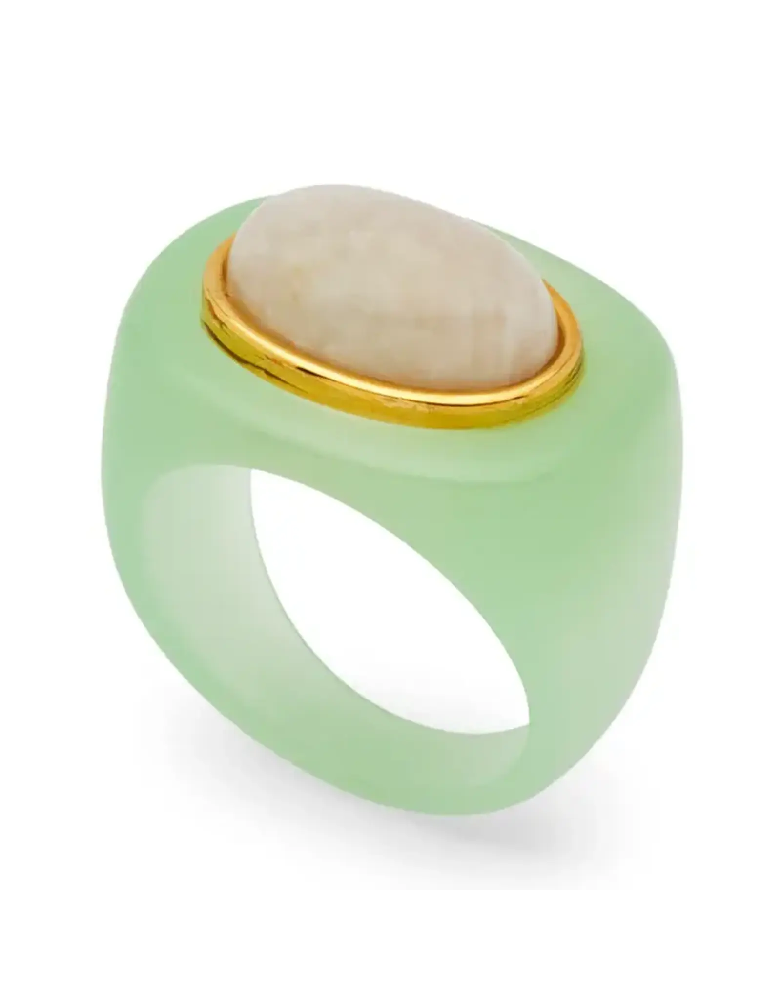 LUCAS JACK AQUA RESIN RING MOONSTONE