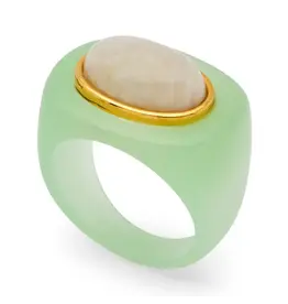 LUCAS JACK AQUA RESIN RING MOONSTONE