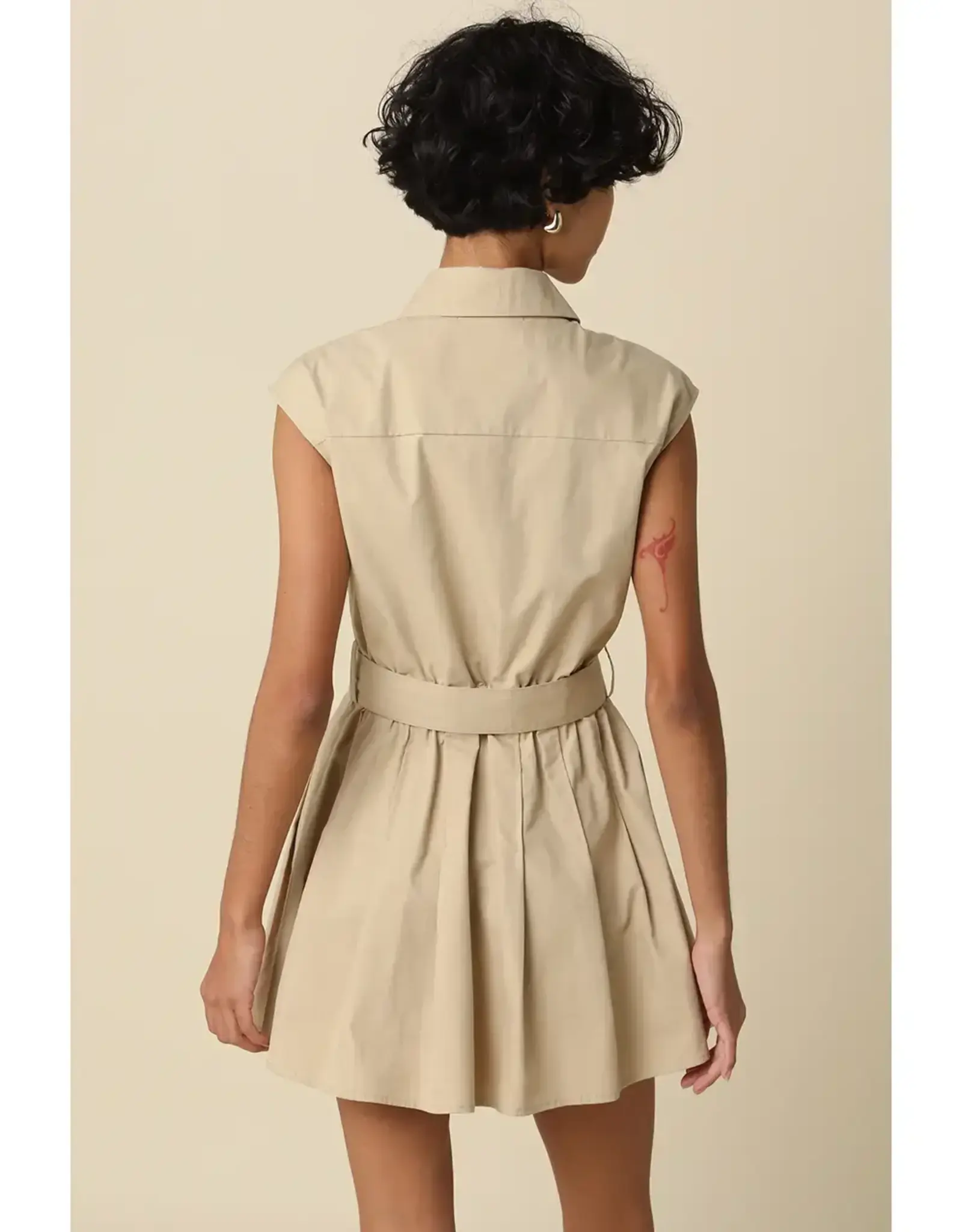 DONNA BELTED SLVLESS SHIRT DRESS