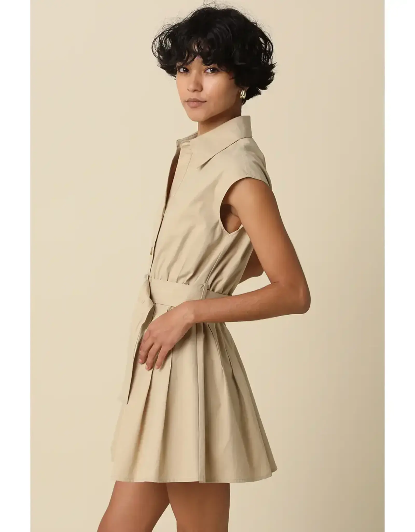 DONNA BELTED SLVLESS SHIRT DRESS