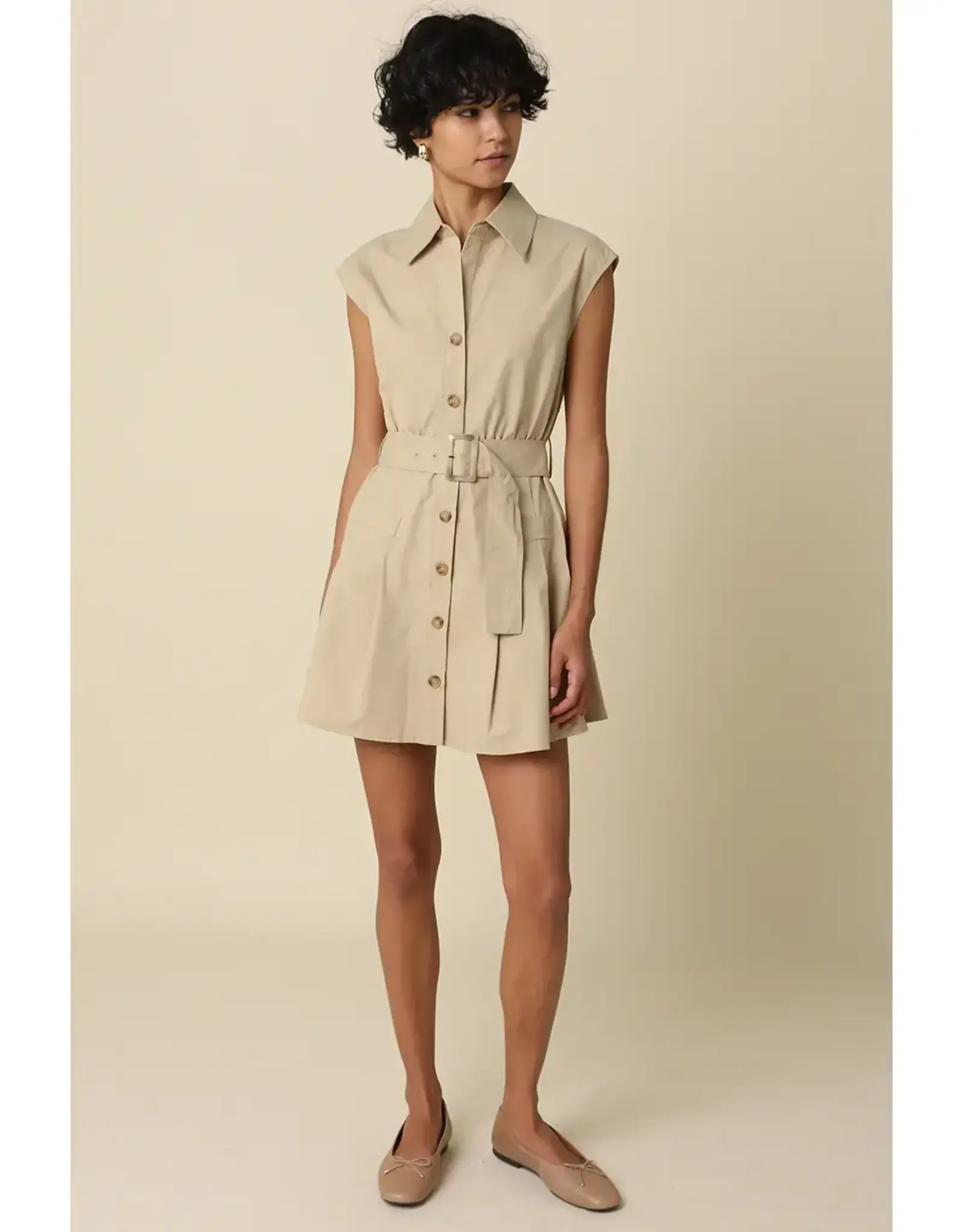 DONNA BELTED SLVLESS SHIRT DRESS