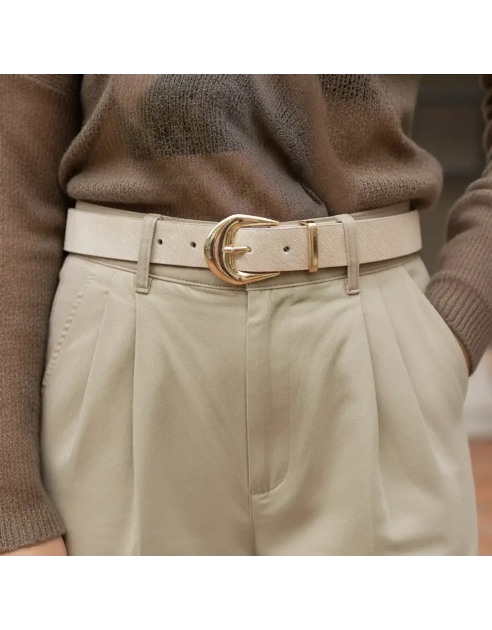 CALF HAIR BELT W/THICK BUCKLE