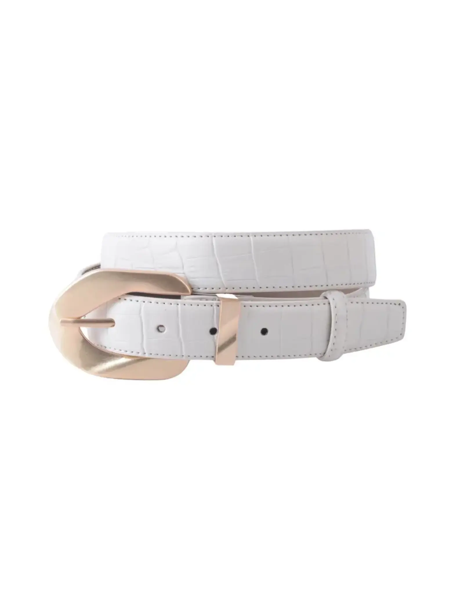 CROCO BELT W/GOLD WAVY BUCKLE