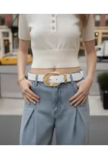 CROCO BELT W/GOLD WAVY BUCKLE