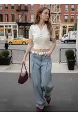 CROCO BELT W/GOLD WAVY BUCKLE