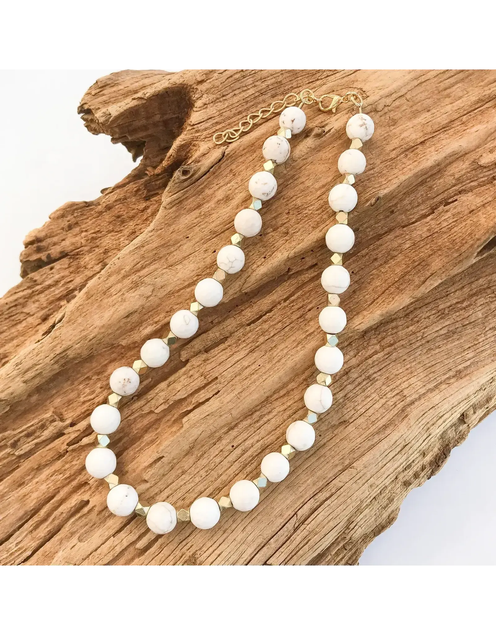 Cream 10mm Studded Necklace