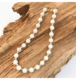 Cream 10mm Studded Necklace