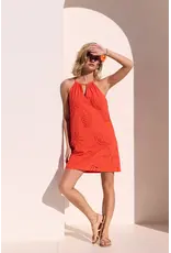 EYELET LACE HALTER MINI