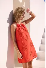 EYELET LACE HALTER MINI