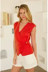 SLVLESS WRAP KNIT TOP