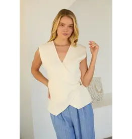 SLVLESS WRAP KNIT TOP