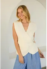SLVLESS WRAP KNIT TOP