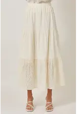 MYSTREE EMBROIDERED EYELET TIERED SKIRT
