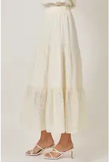 MYSTREE EMBROIDERED EYELET TIERED SKIRT