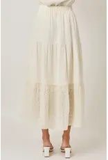 MYSTREE EMBROIDERED EYELET TIERED SKIRT
