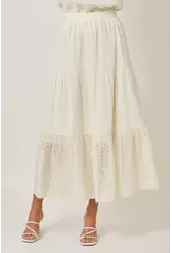 MYSTREE EMBROIDERED EYELET TIERED SKIRT