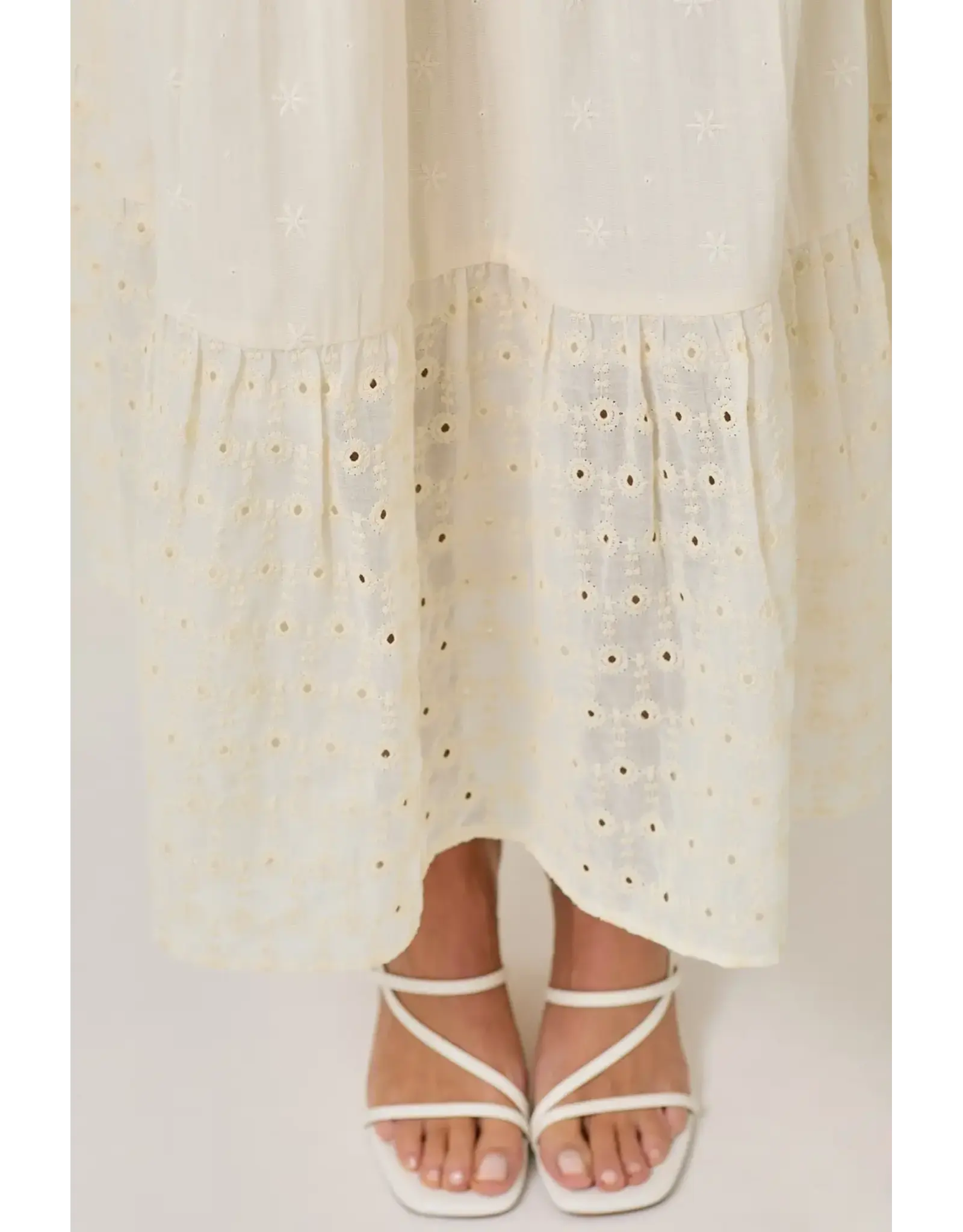 MYSTREE EMBROIDERED EYELET TIERED SKIRT