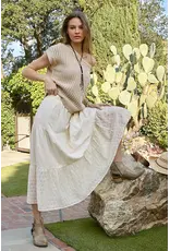 MYSTREE EMBROIDERED EYELET TIERED SKIRT