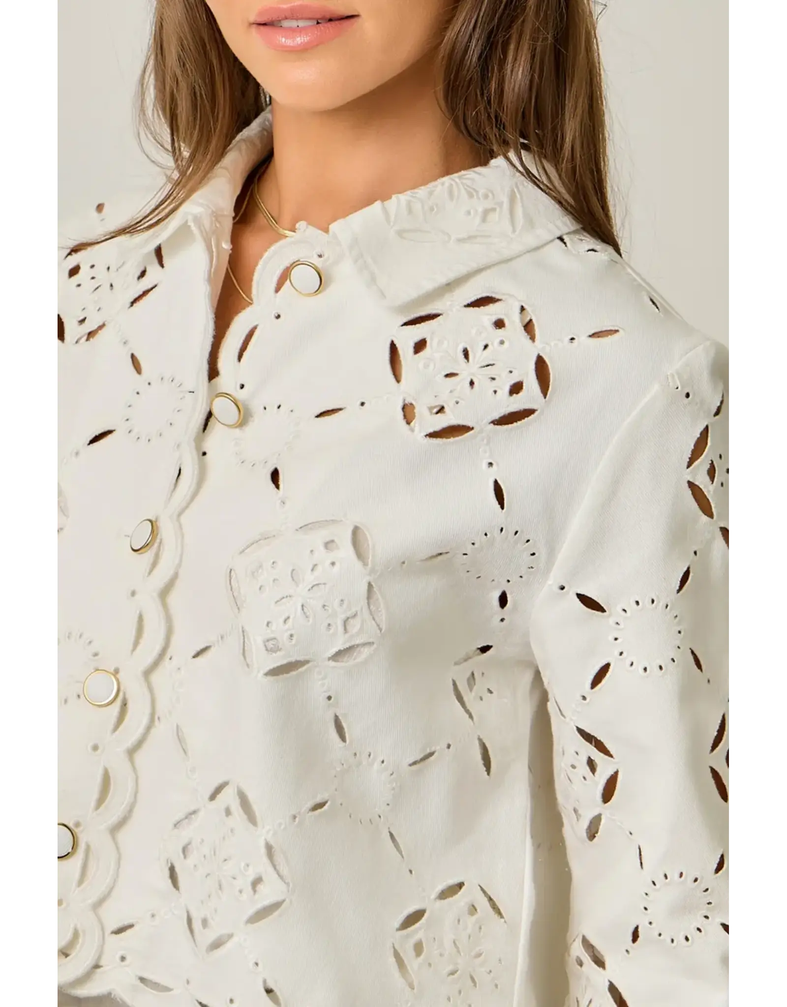 MYSTREE SCALLOP HEM EYELET JACKET