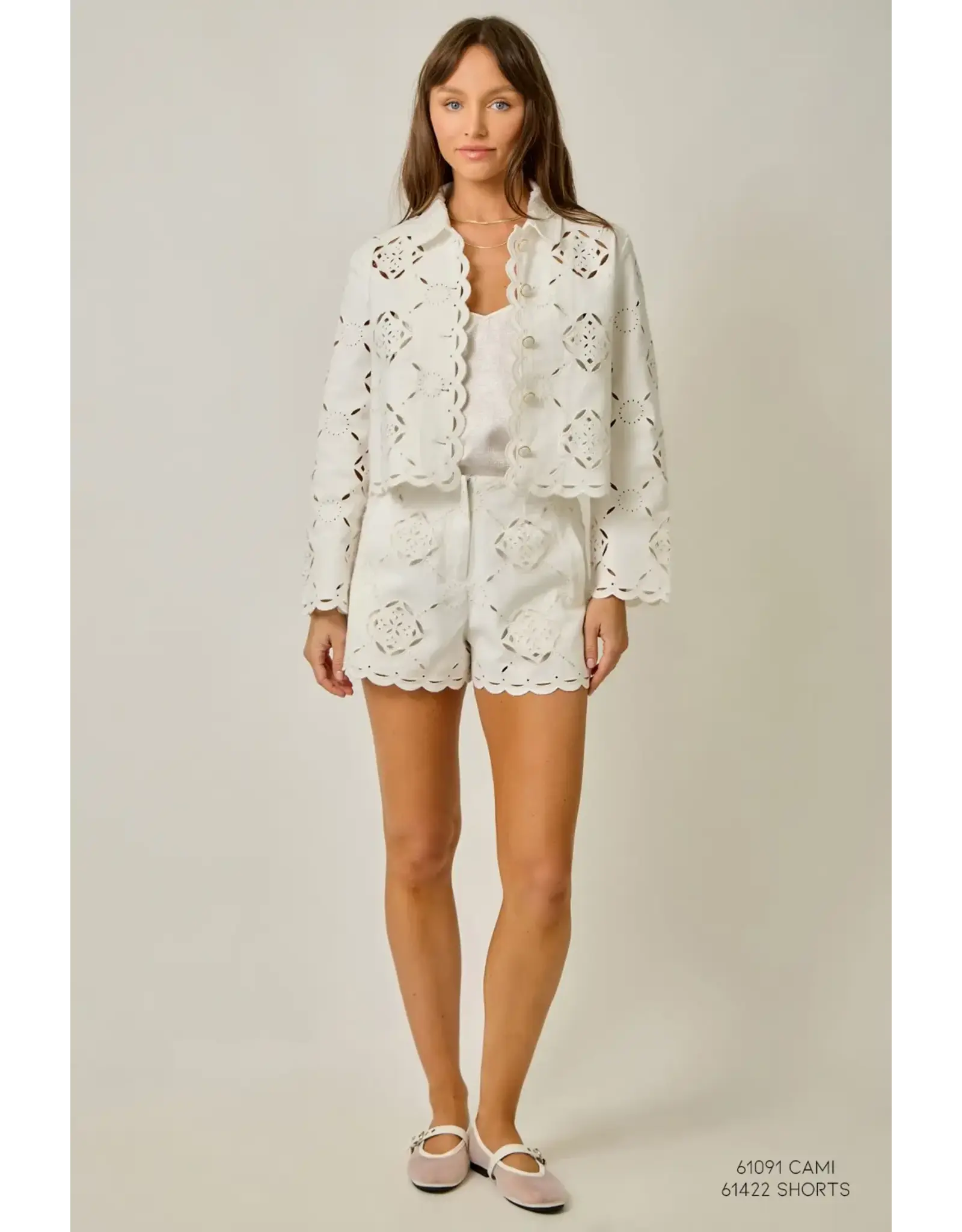 MYSTREE SCALLOP HEM EYELET JACKET