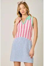 MYSTREE TERRY CLOTH STRIPE DRESS