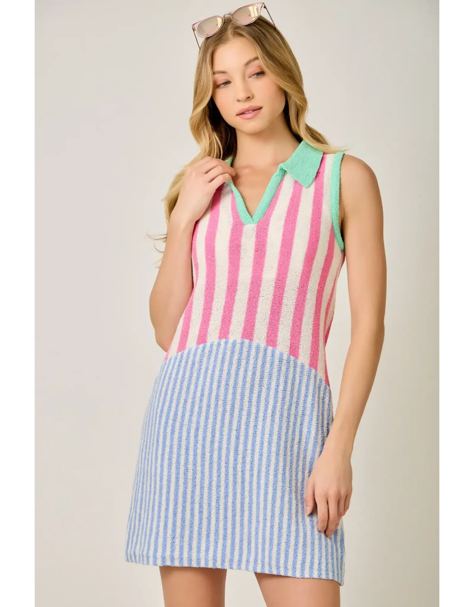 MYSTREE TERRY CLOTH STRIPE DRESS