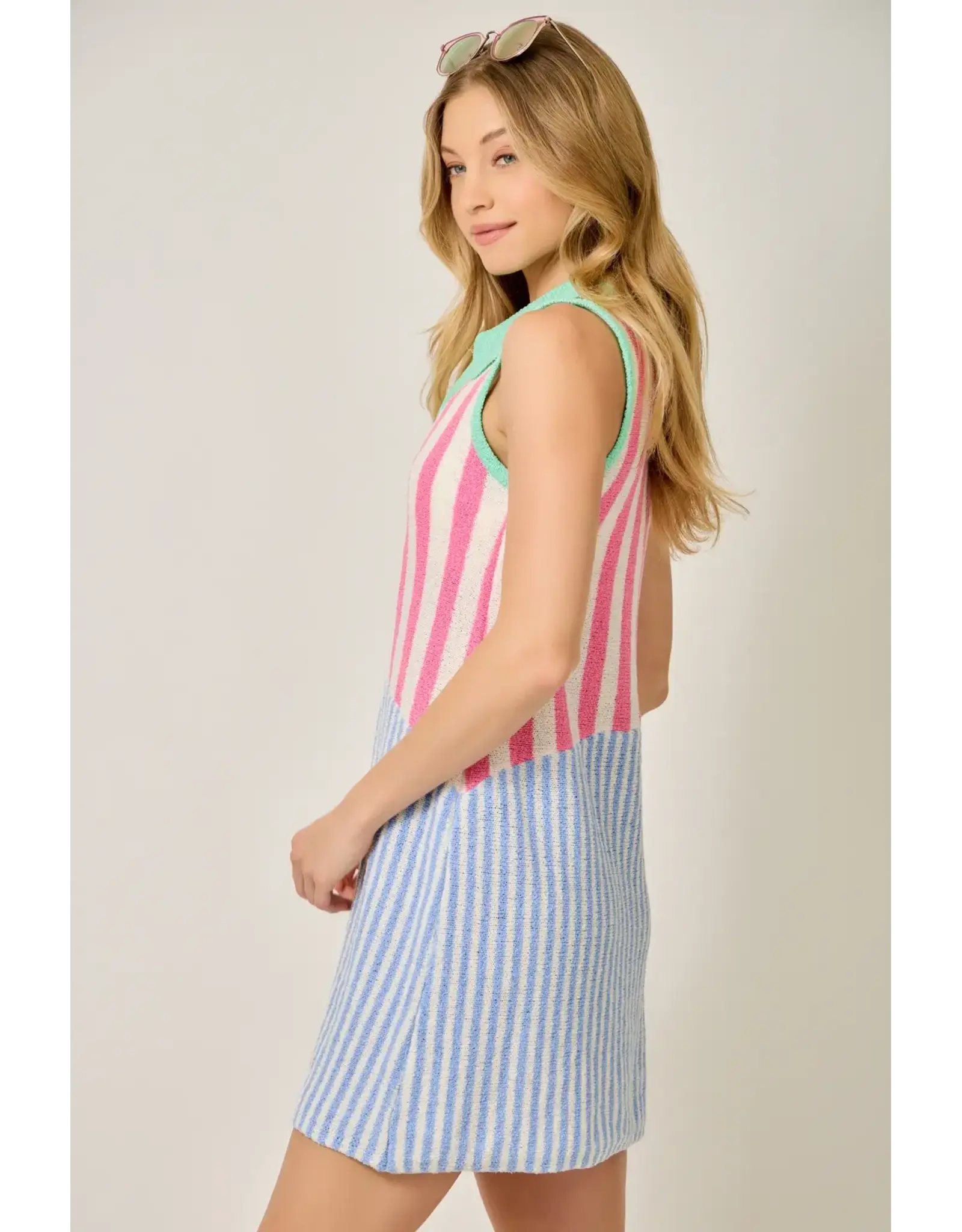 MYSTREE TERRY CLOTH STRIPE DRESS