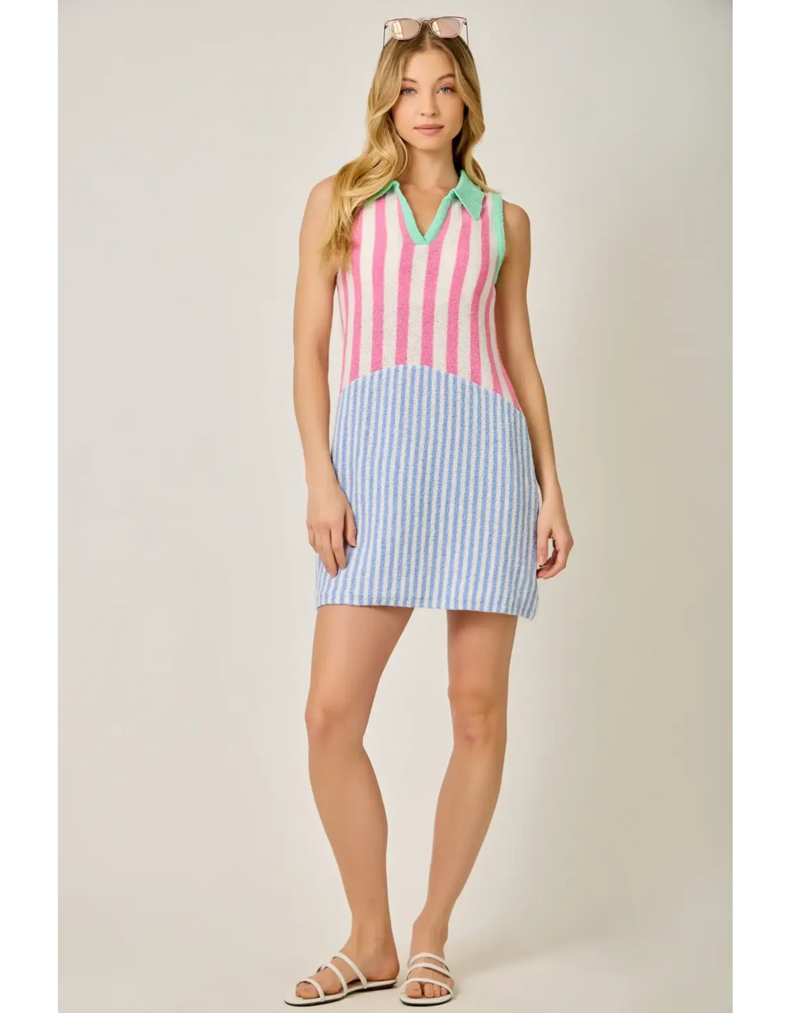 MYSTREE TERRY CLOTH STRIPE DRESS