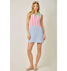 MYSTREE TERRY CLOTH STRIPE DRESS