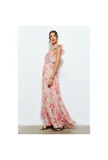 INA PEACH FLORAL SLVLESS MAXI
