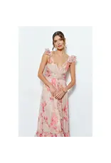 INA PEACH FLORAL SLVLESS MAXI