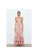 INA PEACH FLORAL SLVLESS MAXI