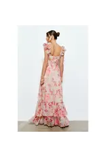 INA PEACH FLORAL SLVLESS MAXI