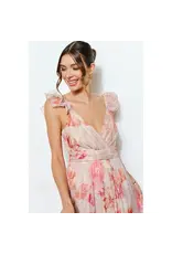 INA PEACH FLORAL SLVLESS MAXI