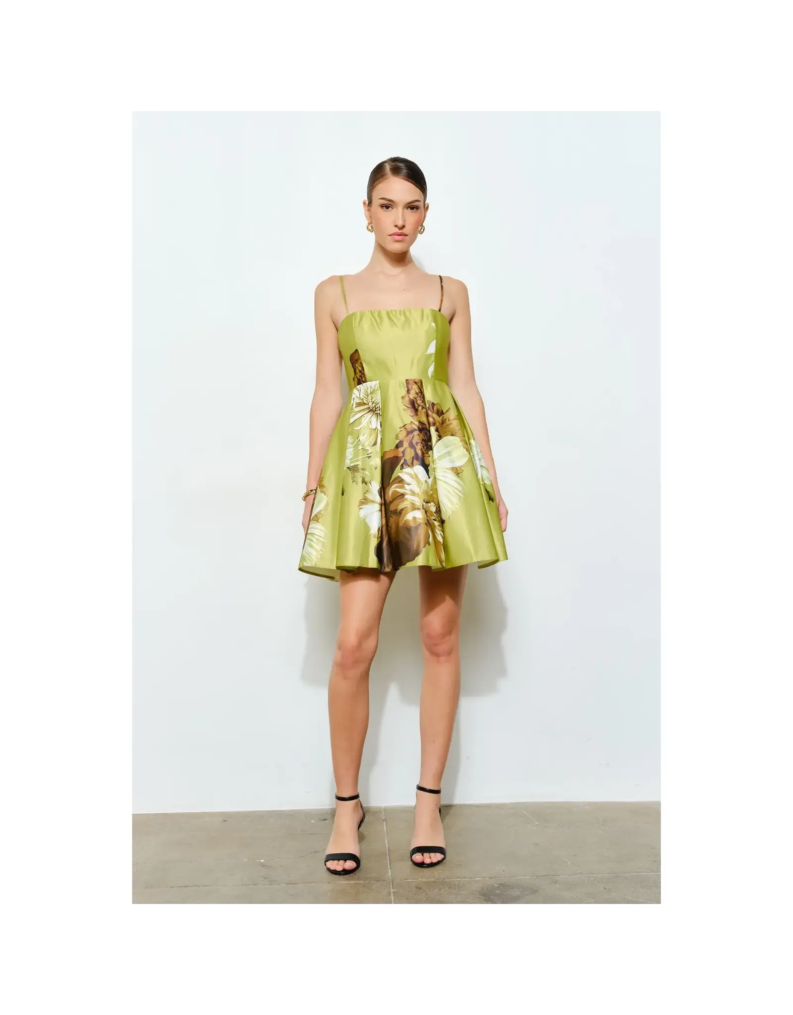 INA LIME FLORAL MINI DRESS