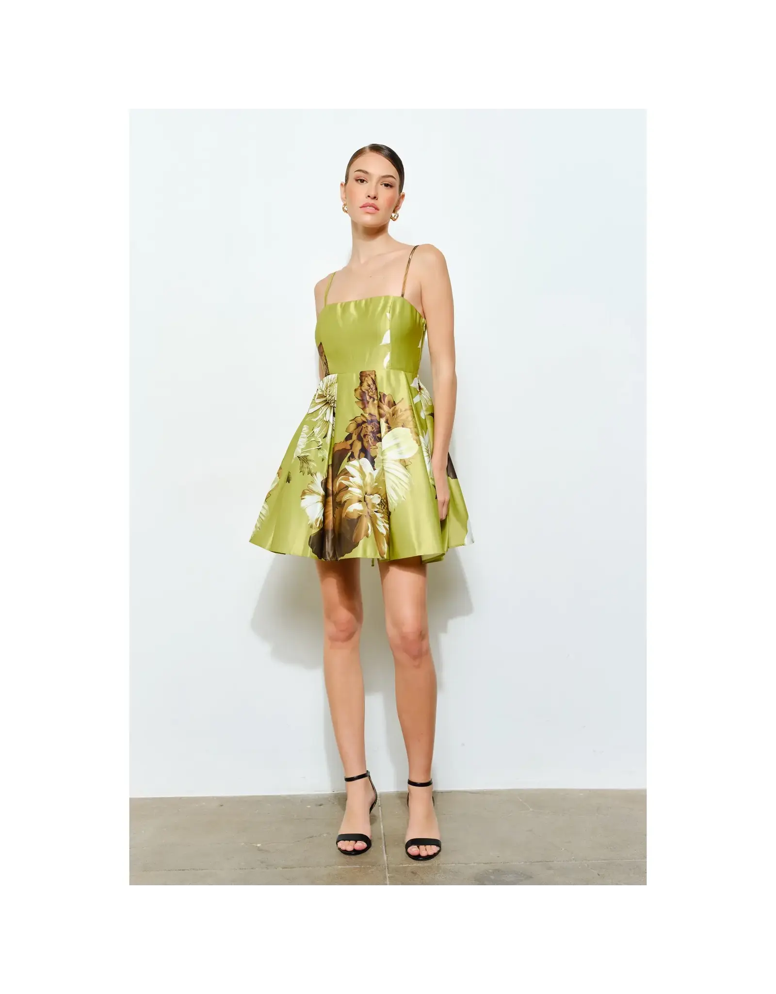 INA LIME FLORAL MINI DRESS