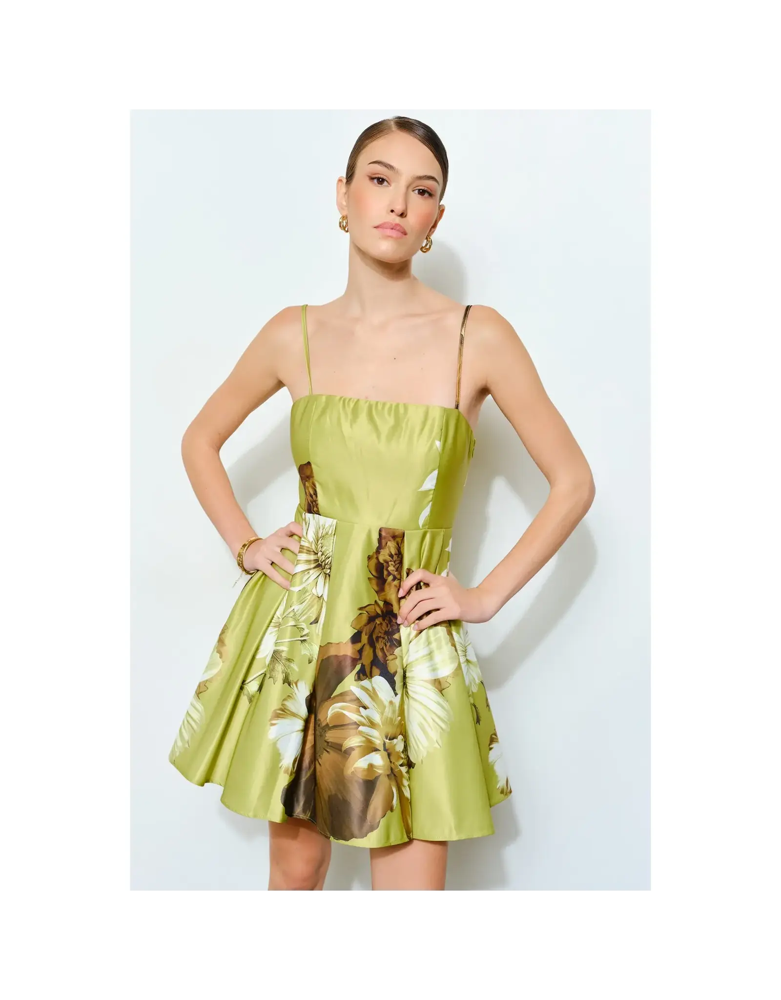 INA LIME FLORAL MINI DRESS