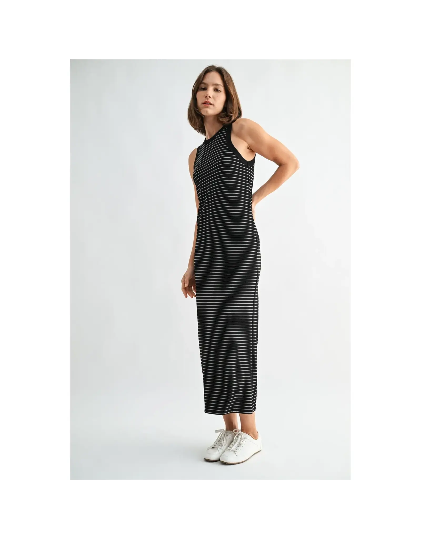 FUN2FUN STRIPE RIB KNIT DRESS