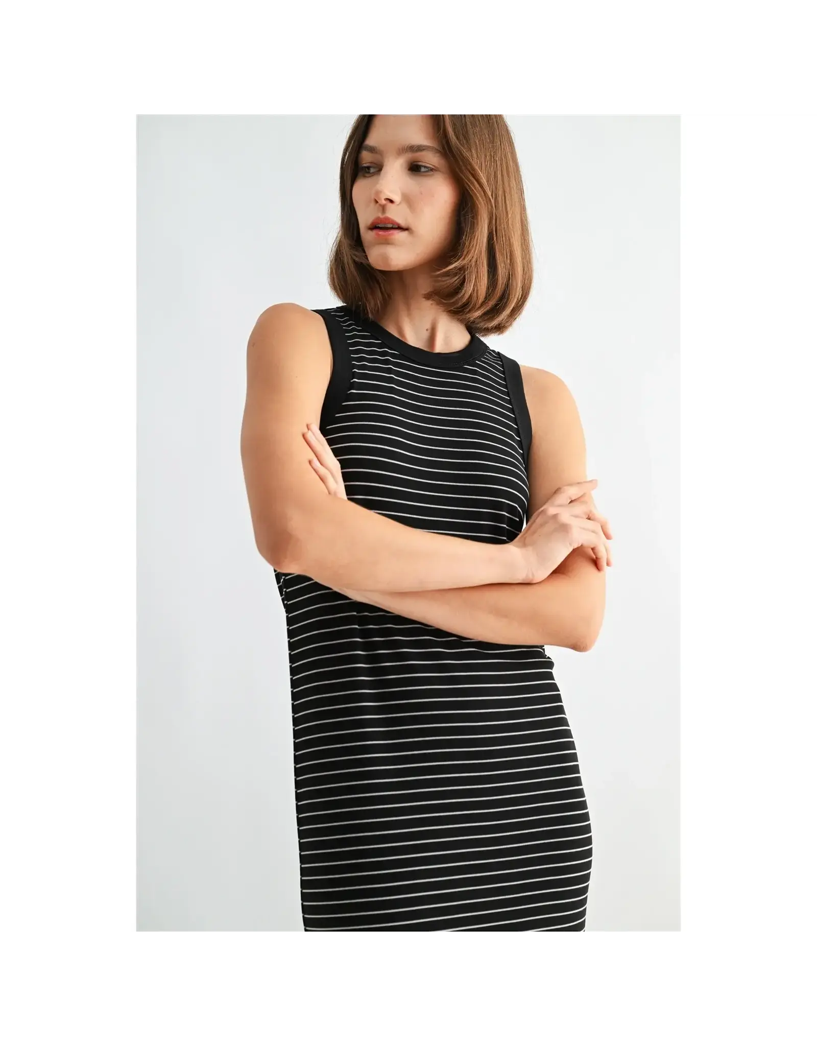 FUN2FUN STRIPE RIB KNIT DRESS