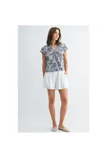 FUN2FUN WIDE SHOULDER LAPEL PRINT TOP