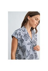 FUN2FUN WIDE SHOULDER LAPEL PRINT TOP